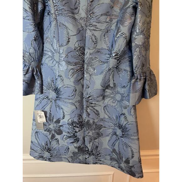 Rickie Freeman for Teri Jon Bell-Sleeve Metallic Floral Jacquard Dress Sz 6 NWT - Picture 13 of 16